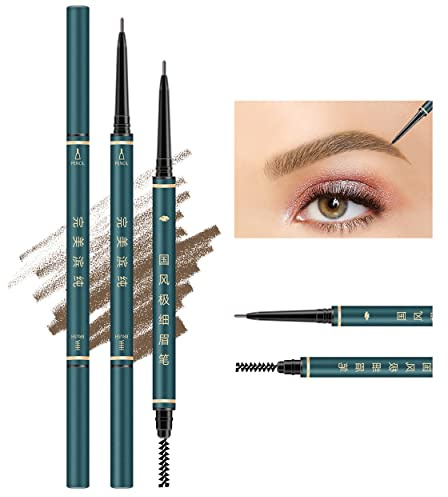 Thin Eyebrow Pencil,3 Pcs Waterproof brown eyebrow pencil with Spoolie Brush, Longwearing for Perfect Brows, Professional, Precision, Defines,Mechanical Pencil,Eye Brow Pencils for Women Brown BECHY