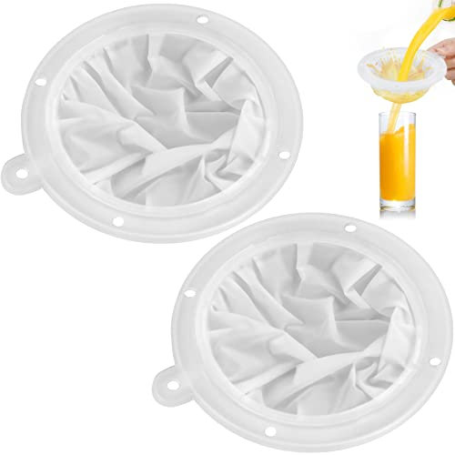 2 Pezzi Filtro per alimenti, Filtro a 200 400 Mesh Rete, 13 cm Setaccio Filtro a Rete Riutilizzabile, Filtro in Nylon per Vinacce, Latte, Vino Rosso