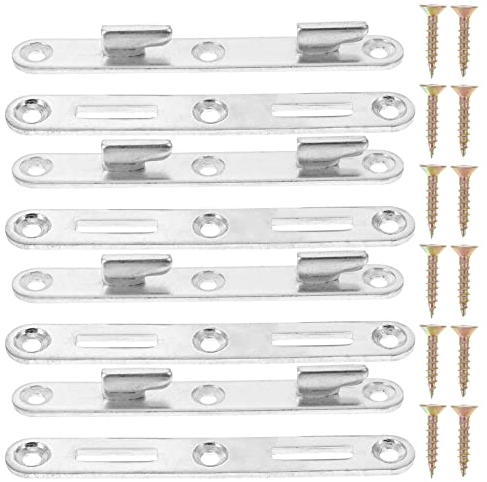 VILLFUL Bettbeschlag 4 Sätze Halterungs-Hardware Schrauben Schienenhaken Haken Möbel Holzbett Ersatzbretter Schlitz Mit Fußplatten Hardware-Befestigungselemente Kopfteile Bettbeschläge