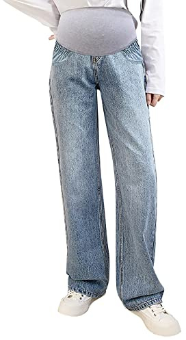TDEOK Denim leggings för graviditet, mammajeans dam, jegging-maternity, mammabyxor-graviditetsbyxor, jeans, skinny för graviditet, moderskap, mammajeans, jeggins mammamode, Zzzzz-blå, M