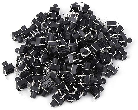 Risegun Interruptor Táctil Momentáneo, 100 Piezas Kit De Surtido De Interruptor De Botón Pulsador Micro Momentáneo Accesorio De Interruptor Mini Micro Táctil 6 X 6 X 7 Mm