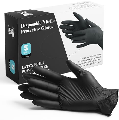 The Real Touch Black Nitrile Gloves, Latex Free & Powder Free, Heavy Duty & Anti-Piercing Disposable Gloves for Beauticians, Tattooists, Medical Environments