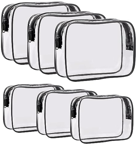 Beauty Case Trasparente, 6 Pezzi Pochette e Borsa da Toilette con Cerniera, Porta Trucchi da Viaggio Portatili