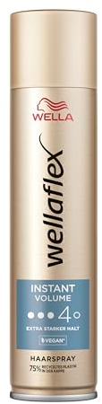 Wellaflex Instant Volume Haarspray für Frauen | Bis zu 48 Std. extra starker Halt | Voluminöses Styling | Sanft zur Kopfhaut, dermatologisch getestet | Vegane Formel | Haltegrad 4 | 250ml