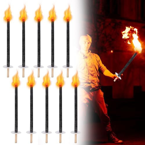 Ollewiellan Lot de 25 torches en cire pour l'extérieur, 42 cm, durée de combustion 45 minutes, torches de jardin, torches pour la randonnée et les fêtes, le jardin et le feu de camp, Nouvel An, Noël,