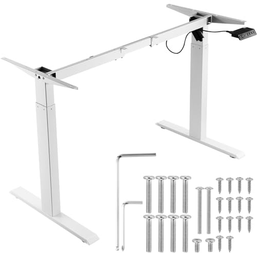 VEVOR Schreibtisch Gestell, verstellbare 70–117 cm Höhe und 95–158 cm Länge, elektrisches Tischgestell für Computertische, ergonomische DIY-Arbeitsplatzbasis für Büro Zuhause (nur weißer Rahmen)