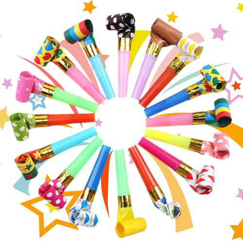 20Stück Tröte,Trötren,Kinder Jubel Partytröten,Tröte Fan Fußball,Kindergeburtstag Luftrüssel,Luftschlangen Olympischer Party,Party-Gebläse Pfeife Trompete Trompetenspielzeug,Weihnachts-Party-Zubehör
