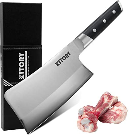 Kitory Hackmesser 18 cm Klinge, Chinesisches Küchenmesser aus hochwertigem Edelstahl, Scharfe Hackbeil Messer mit Pakkawood Griff