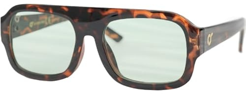 OS SUNGLASSES Occhiali da Sole ModelloRoma - Montatura in Acetato, Lenti 54mm, Ponte 20mm, Asta 145mm Colore Lenti Verdi - Montatura Tartaruga