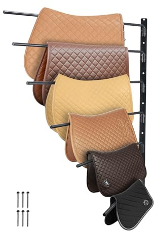 VEVOR Wall Mounted Saddle Rack, 30.9 x 29.9 x 5.5 in, Swing Out Saddle Holder, Six Tiers Horse Saddle Stand, Space Saving Horse Pad and Blanket Rack for Tack Room Organization Trailer Accessories