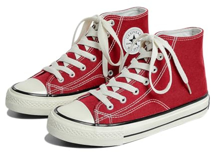 SIUSUMFO Chaussures De Toile Sneakers Adulte Baskets Femme Chaussures De Course Haute Chaussures Sport Décontractées Classic 38 EU Rouge Foncé