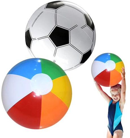 LUMOOM 2 palline gonfiabili da spiaggia gonfiabili, 40 cm, con valvola di sicurezza, palla gonfiabile, pallone da spiaggia, per piscina, spiaggia, piscina