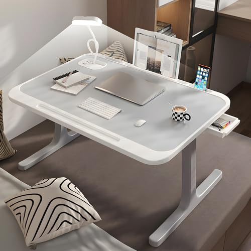 Knäbord för vuxna, hopfällbart laptop-skrivbord för säng, sängbrickor för mat och bärbara datorer, laptopbord för soffa, bärbart golvskrivbord med USB-laddningsport, förvaringslåda, multifunktionellt