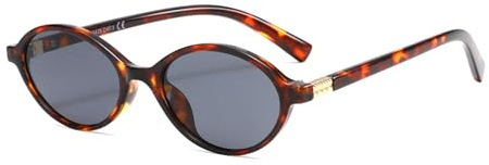 H HELMUT JUST Gafas de sol de los 90 para mujer Hombre Gafas de sol retro ovaladas pequeñas (Carey/Gris)