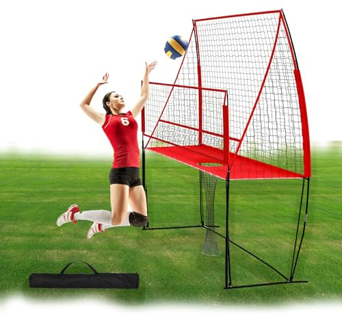 YUZINO Red de práctica de entrenamiento de voleibol 3 en 1, altura ajustable, 3 niveles, red de voleibol al aire libre, equipo de práctica de voleibol con retorno de bola, perfecto para estadio, playa