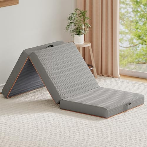 Warmiehomy Folding Mattress Small Single, 10CM Foldable Memory Foam Mattress with Washable Cover, Portable Trifold Floor Mattress for Travel, Camping, Guest, Dorm, Studio, Home, Caravans