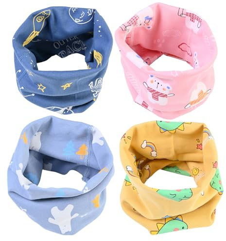 Loop Schal Kinder 4 Stück Schlauchschal Baumwolle – Weicher Halswärmer & Multifunktionstuch für Baby, Mädchen und Jungen in Winter, Herbst und Frühling