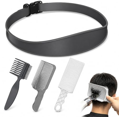 4 Pièces Peigne de coupe à cheveux, aide à la coupe de cheveux, pochoir de coupe à cheveux, peigne de positionnement incurvé pour homme et peigne de positionnement incurvé, dégradé de couleur