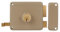 Amig - Cerradura de Sobreponer de Derecha con palanca de Cierre, Lengüeta y Tirador para Puertas de Madera Mod. 78-100 x 85 mm - Pestillo con Cilindro Redondo de Serreta - Acero Beige