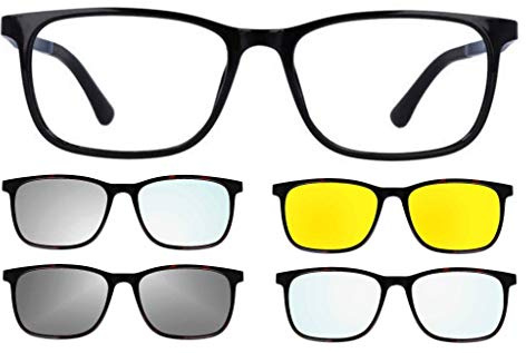 Ultem THEMA U-281 Colore 002 NERO LUCIDO - Montatura per occhiali da vista e sole + 4 CLIP-ON Linea Original “99 John St NYC” UOMO