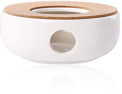 Annvchi Klassischer Porzellan-Kerzenständer mit kleiner weißer Keramik-Teekanne mit Korkhalter, Kerzenlicht-Teeservice, Teekannen-Kaffeekannen-Basis