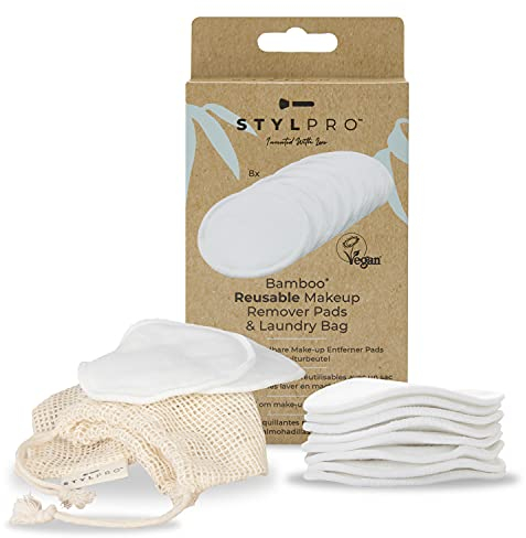 stylPro Reusable Bamboo Makeup Remover Pads - Set of 8, 470 g, BAM08