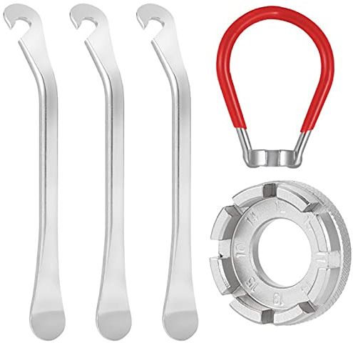 YUTOU 5 Stück Fahrrad Speichenschlüssel Nippelspanner Speichenspanner Fahrrad Set Speichenspanner für Fahrrad mit 3 Reifenheber Fahrrad Universal Größe 10-15 Fahrrad Reparatur Werkzeug
