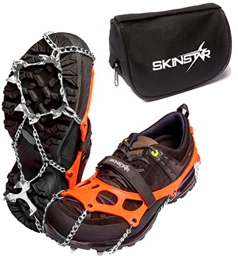 SkinStar Ice PRO Grödel Steigeisen Eisspikes,Schuhkrallen Spikes - Schuh-Ketten zum Wandern - Grödeln Eisspikes