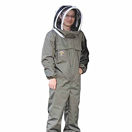 JWCN Belüfteter Imkeranzug – Premium-Baumwoll-Imkeranzug mit rundem Schleier – abnehmbare Fechthaube, leicht an- und auszuziehen – für Anfänger und gewerbliche Imker,Großes X,Uptodate
