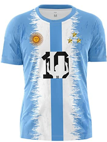 YuanDiann 2022 fotbollsmästerskap Argentina vinner minnas t-shirts 3-stjärniga flaggtryck kortärmad rund hals fotbollströja fantröja för män och kvinnor