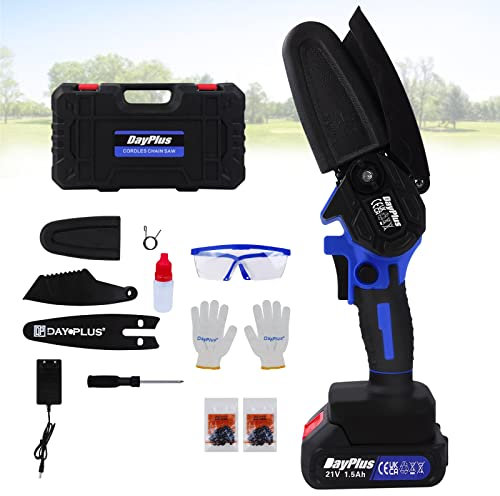 21V Handkettensäge Bürstenlose Batteriebetriebene Motorsäge, Tragbare Säge Handsäge Elektrisch mit 1500mAh Akku, Astsägen zum Schneiden von Holz