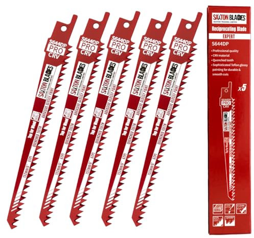 Saxton S644DP S644DP Lot de 5 lames de scie sabre 152 mm pour bois et plastique, Scie Plongeante, Acier chrome-vanadium (CrV)