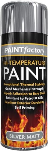 PNJB Silver Heat Resistant Matt Spray Paint, Silver Spray Paint Stove High Temperature, Self-Priming, Excellent Adhesion, Silver Matt Finish, 400ml (1 Pcs)