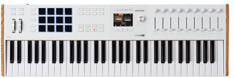 Arturia KeyLab Mk3 61 White – Master Keyboard | 61 halvviktade tangenter med Aftertouch, 3,5 färgskärm, 9 kodare, 9 blekare, 12 RGB-dynor, USB-C och Din Midi