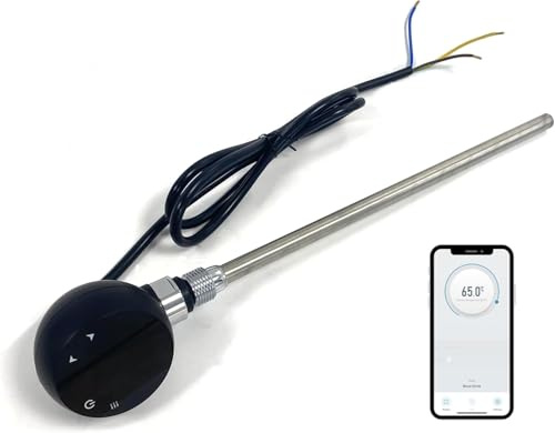 Greened House WiFi Electric Smart Heating Element for Towel Rails and Radiators with LED touchscreen Thermostat/Timer Energy Efficient (600w, Black)