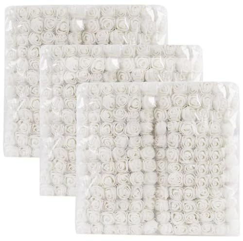 WISTART 432 Pcs Mini Artificial Rose Flower Heads Real Looking Foam Fake Roses Heads for DIY Wedding Flowers Accessories Bridal Hair Clips Headbands Dress Decoration(White)