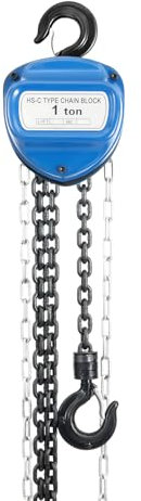 Palan à chaîne avec charge de 1000 kg et longueur de chaîne de 4 m, palan à chaîne manuel avec chaîne en acier au manganèse G80, remontage manuel