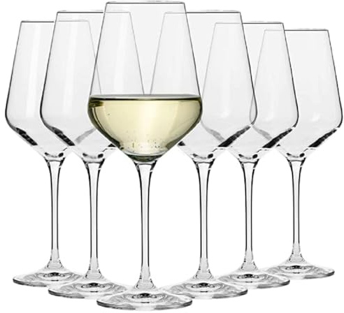 Krosno – White Wine Glasses 450 ml – Set of 6 – Avant-Garde Collection – Lead-Free Crystal – Elegant Design, Slim Shape