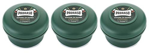 3x PRORASO RASIERSEIFE 150ml TIEGEL MIT EUKALYPTUSÖL UND MENTHOL italien