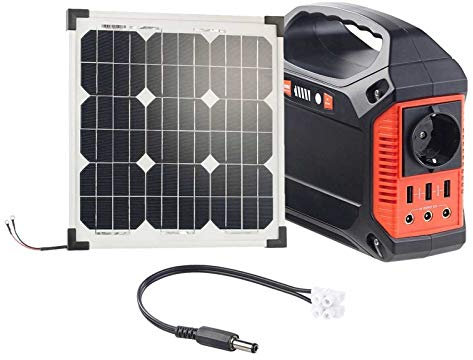 revolt Powerstation Sets: Fensterbank-Solarkraftwerk: Powerstation mit 20-W-Modul, 155 Wh, 230 V (Stromerzeuger Powerbank, Fensterbrett Solaranlage, Stromgenerator)