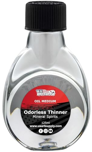 U.S. Art Supply Odorless Mineral Spirits for Cleaning - 4.2oz (125ml) Highly Refined Paint Solvent, Thinner for Oil Mediums