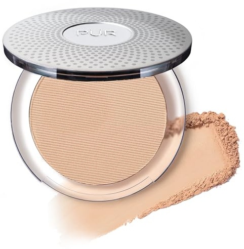 PUR Beauty 4-in-1 Pressed Mineral Makeup Powder Foundation with SPF 15 - Concealer & Finishing Compact Pressed Powder for Face - Buildable Medium to Full Coverage Foundation Powder (Linen)