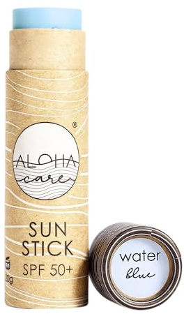 Aloha Sun Stick SPF 50+ | Stick solaire minérale pour le surf | crème naturelle et vegan | emballage sans plastique 20g (Bleu)