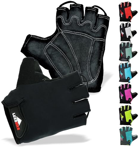 LuxoBike Bike Gloves for Men Cycling Biking Gloves Women - Padded Shock Absorbing Bicycle Riding, Anti-Slip Breahtable Half-Finger 's for Mountain Biker Ebike