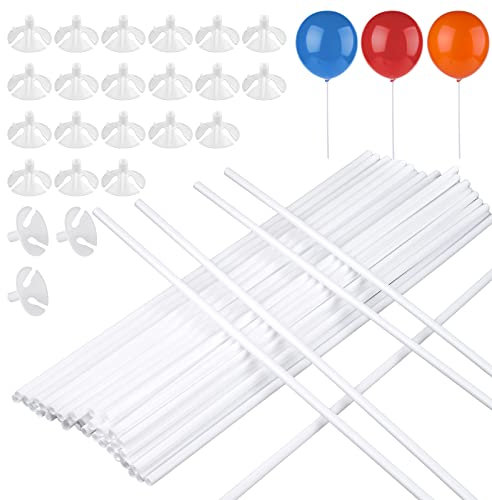 Ballonstangen Einzeln, Kunststoff Ballonstäbe 32cm, Weiß Stäbe Halter für Luftballons für Hochzeit, Geburtstag, Feiertage, Party Decor, Wiederverwendbar (50 PCS)