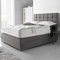 DBZ BEDS Reinforced King Size Bed Set 5 FT with 2000 Series Mattress - Grey Linen Divan Beds Set with Various Storage Options – 26 Inch Headboard with Chrome Glider Feet (King)