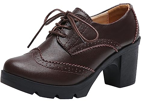 Jamron Dam blockklack snörning derby brogues pumps finskor
