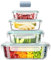 Hcrvvi Glass Containers With Lids Set, BPA - Free, Food Storage, Meal Prep Containers, Glass Storage Containers With Lids 4 Pieces 370ml, 640ml, 1040ml, 1520ml Each, and 1 Cleaning Sponges