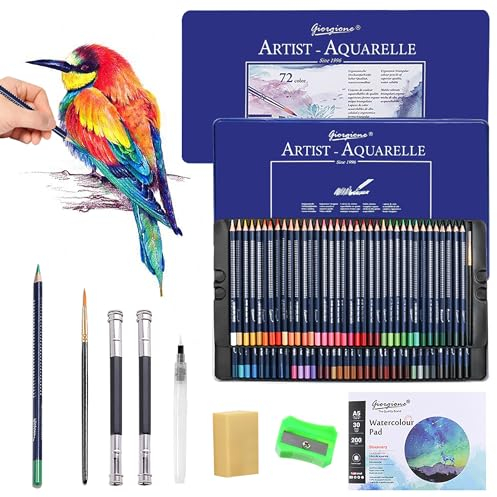 SAMISO Aquarellstifte Set,professionelles Zeichenstifte Set,für Mischen,Schichten & Aquarellmalerei,Zeichen Set,Erwachsene und Kinder Professionell für Künstler,Inklusive Pinsel und Anspitzer
