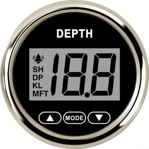 Depth Detector, Depth Sounder, Marine Depth Gauge, 52mm/2inch 100m/110yd, Waterproof Transducer, for Yachts Fishing Boats Marine Transportation(gray)